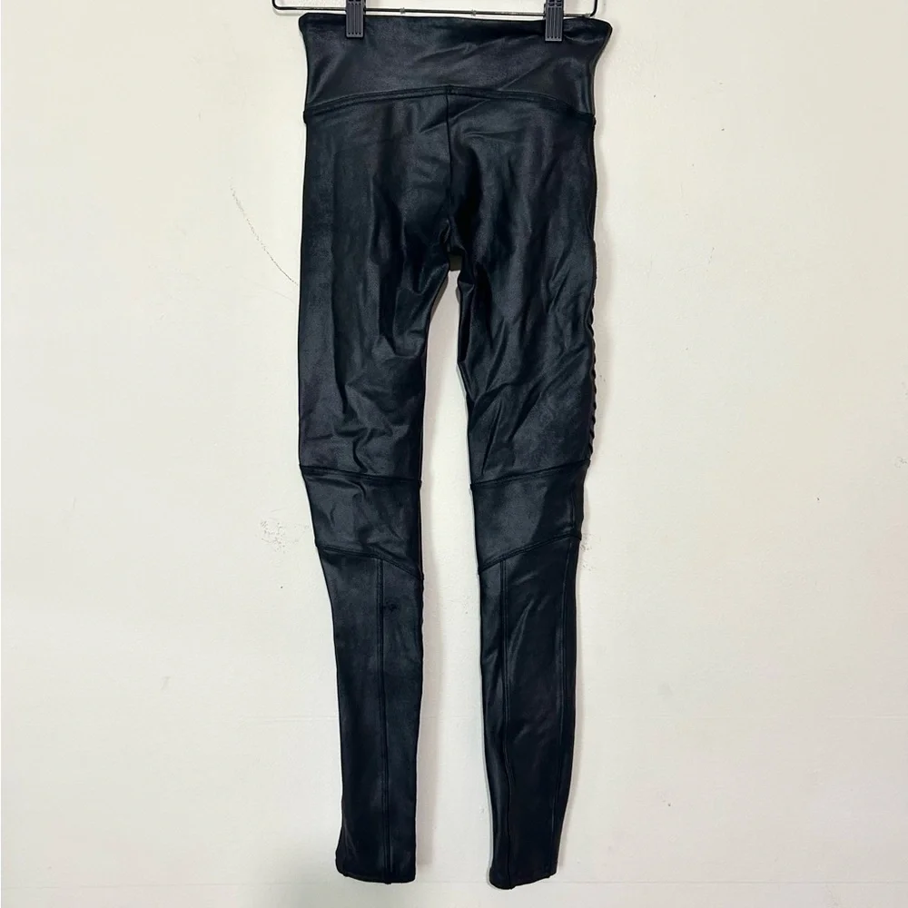 Spanx Faux Leather Black Moto Leggings SIZE SMALL